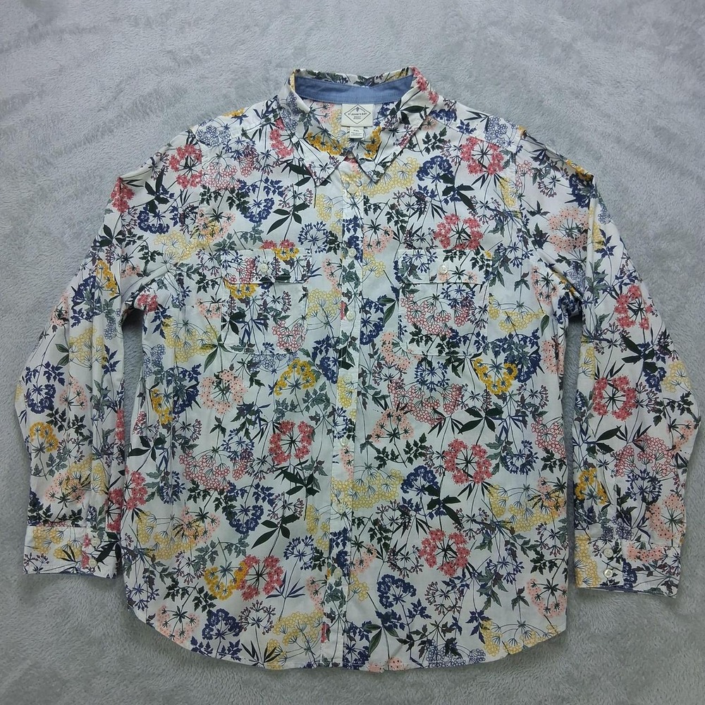 St Johns Bay Floral Button Up Long Sleeve Shirt Cottagecore Botanical Plus XL